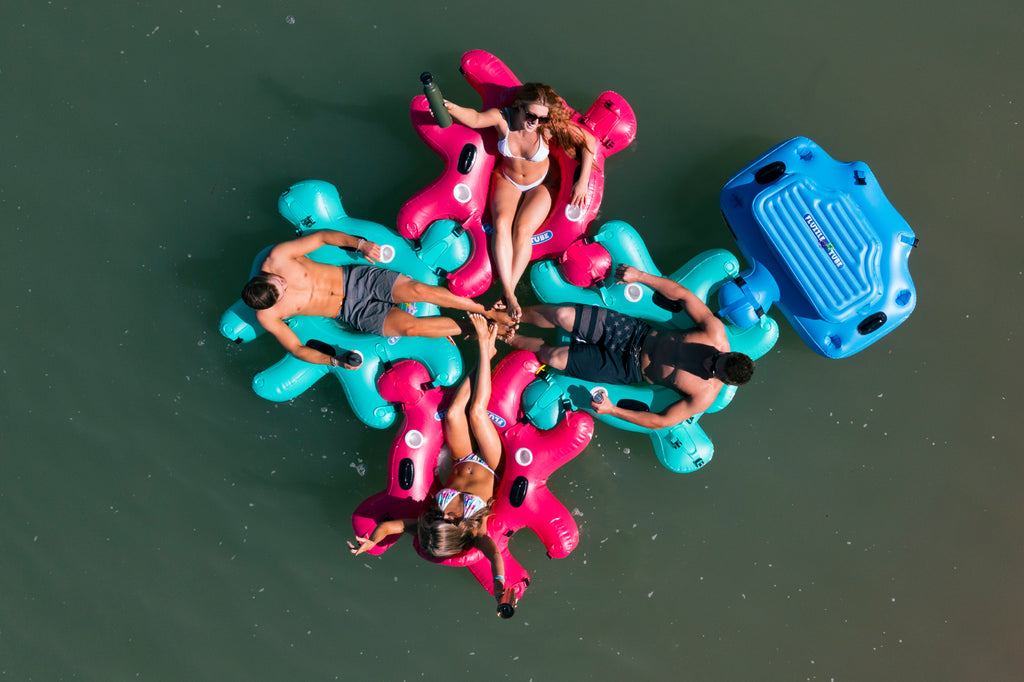 These Interlocking Tubes Connect Like Puzzle Pieces, Perfect For Group River Float Parties