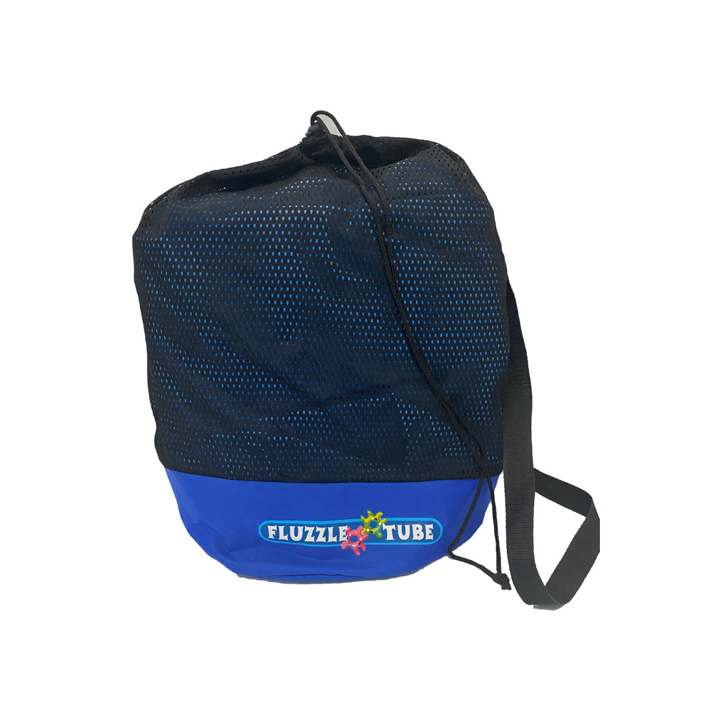 Fluzzle Blue Mesh Breathable Carry Bag. Get on and off the river, lake or pool and store your tube.  Easy to use. 